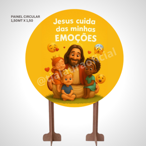 Painel redondo Jesus cuida das minhas emoções (Setembro Amarelo)